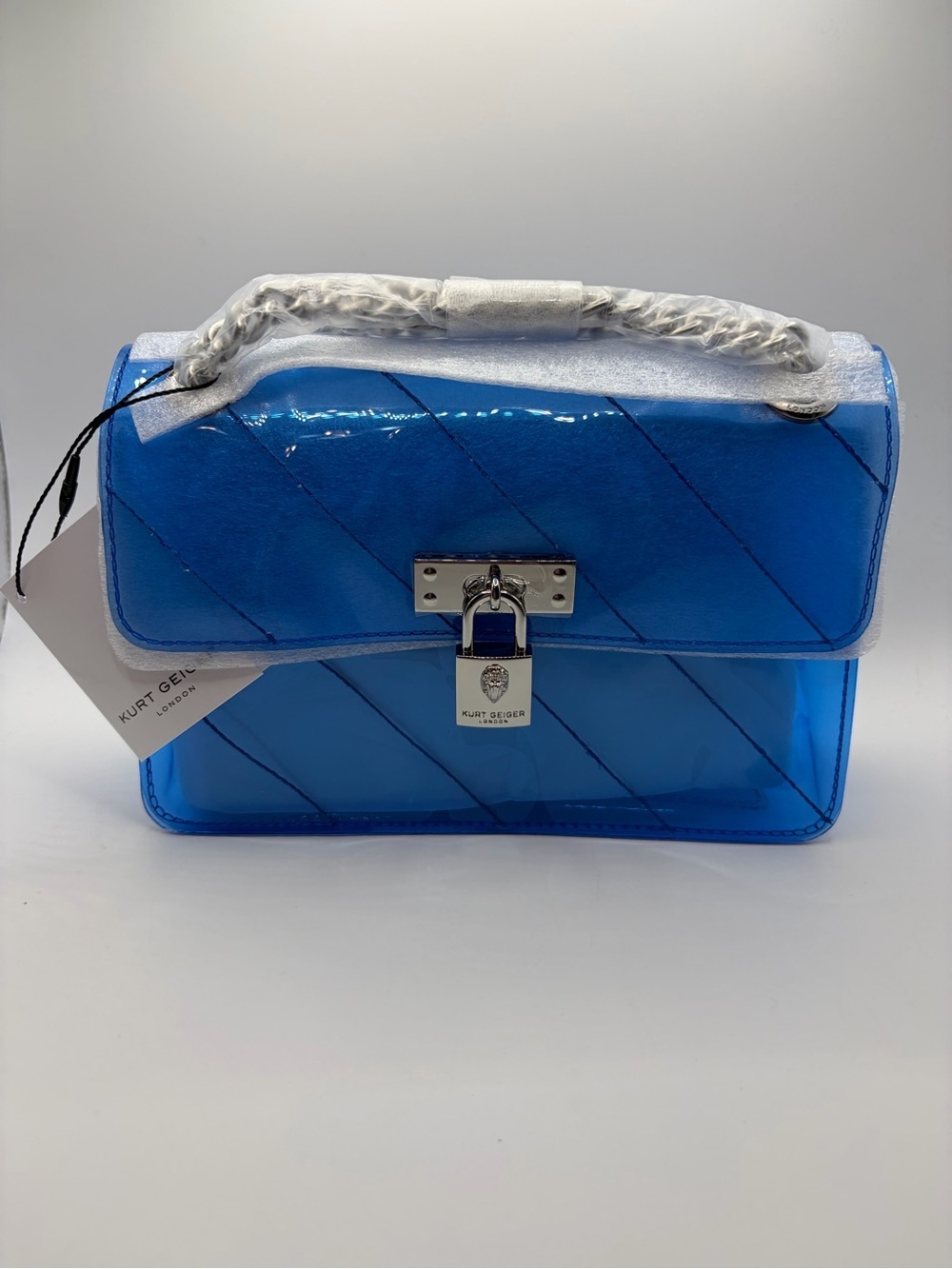 Kurt Geiger Bright Blue Transparent Vinyl Crossbody Shoulder Bag